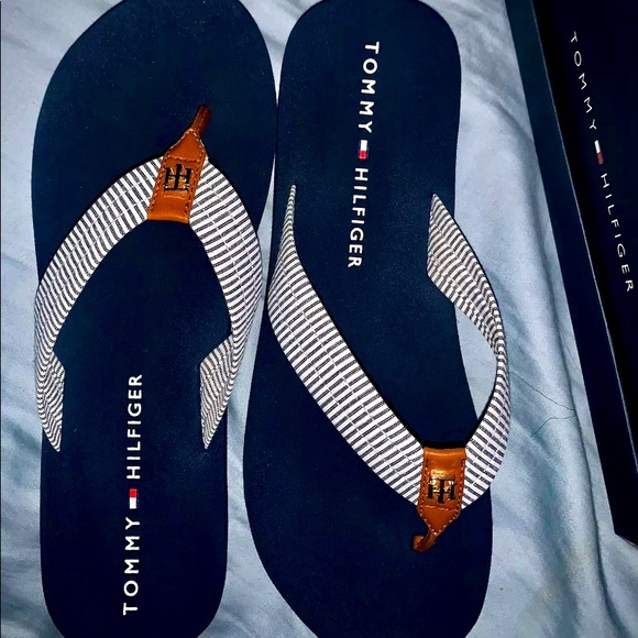 TOMMY HILFIGER TWCRESPO CANVAS FLIP FLOPS SIZE 10M - Picture 5 of 5